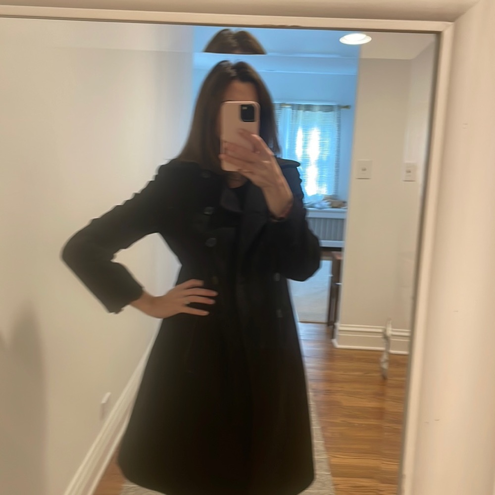 Classic black knee length wool coat